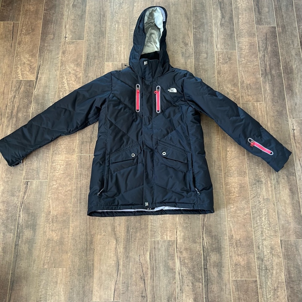 The North Face Black Hooded Winter Jacket with Pink Accents
